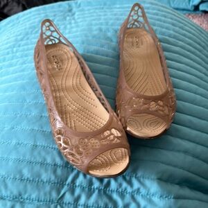 Crocs Jelly Women's Tan Peep Toe Flats